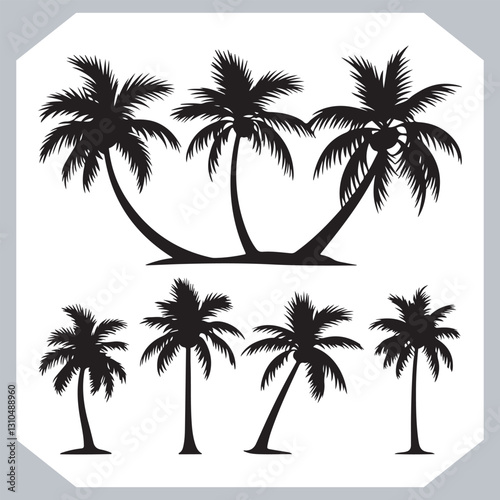 Obraz na płótnie Simple and Elegant Palm Tree Silhouette Vector Black Coconut Trees for Logos w salonie