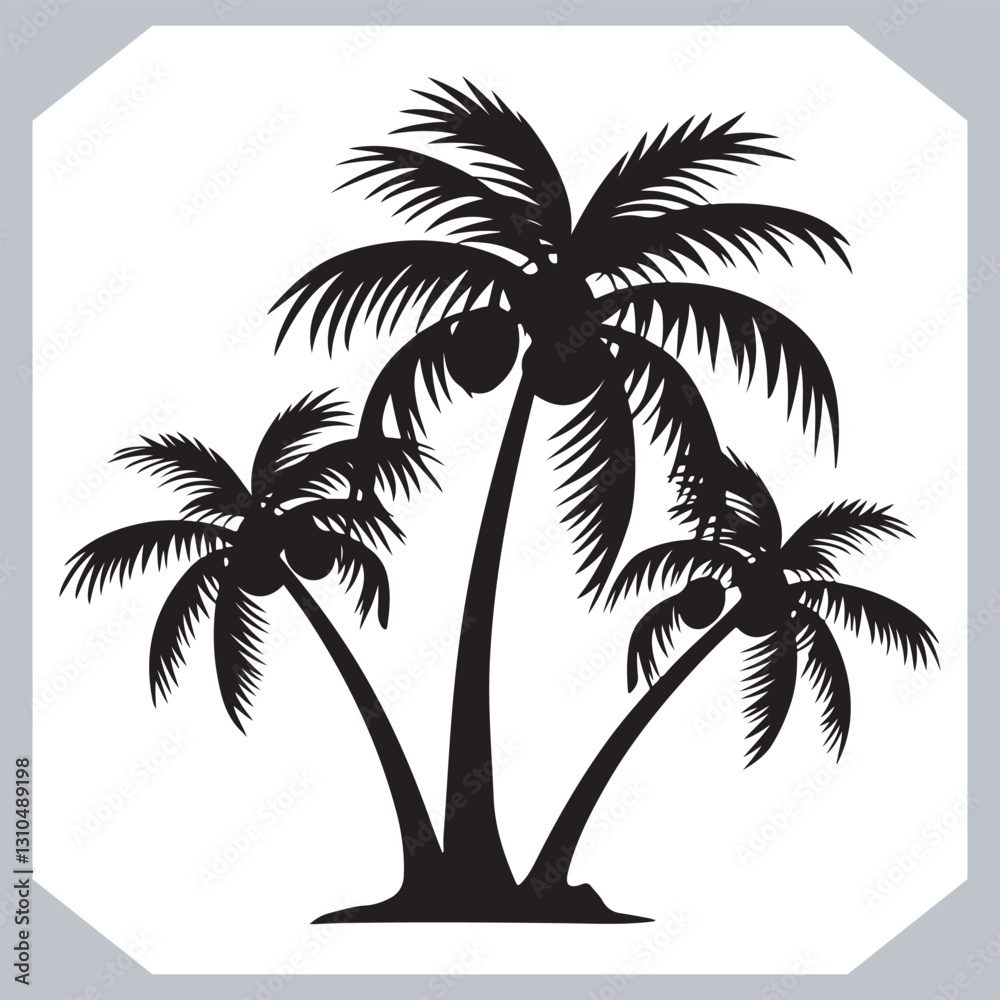 Simple and Elegant Palm Tree Silhouette Vector Black Coconut Trees for Logos