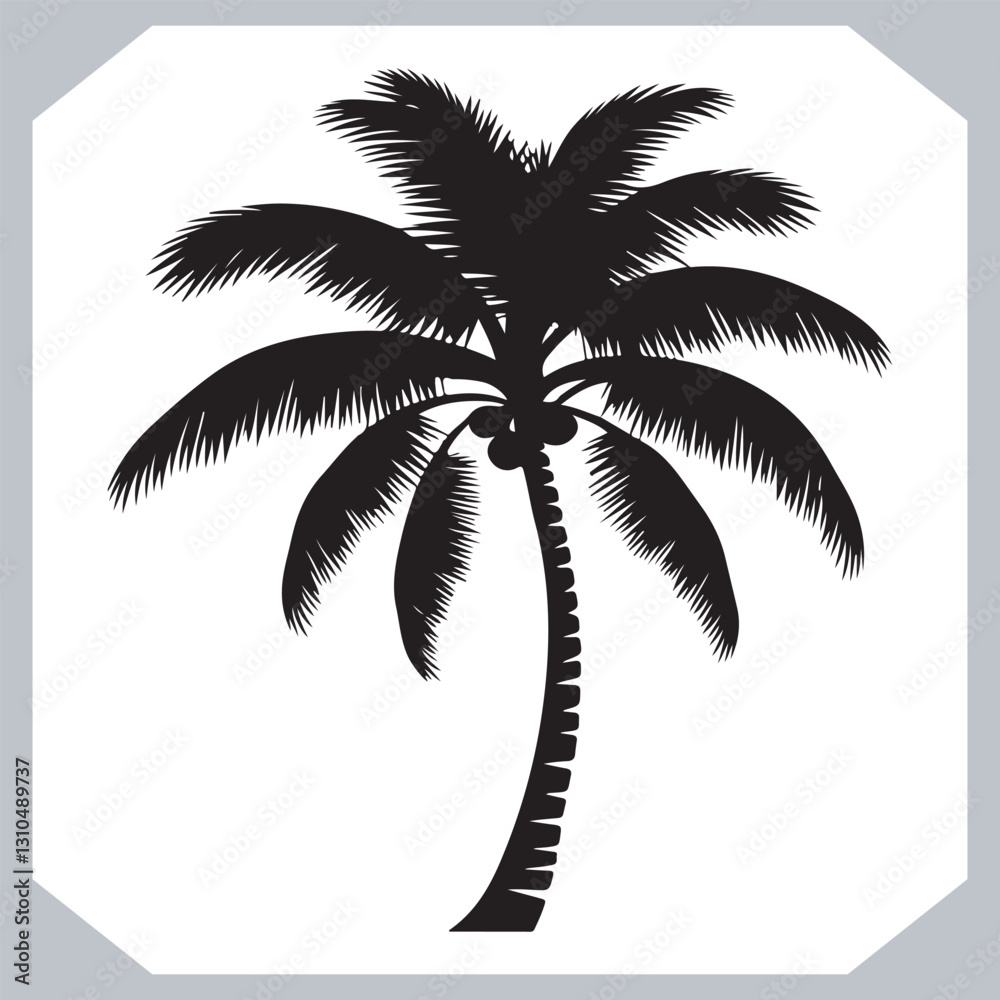 Palm Trees Silhouette Black Simple Coconut Tree Silhouettes for Logos and Designs