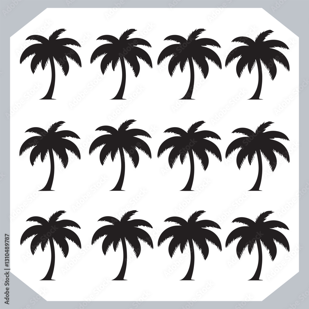 Palm Trees Silhouette Black Simple Coconut Tree Silhouettes for Logos and Designs