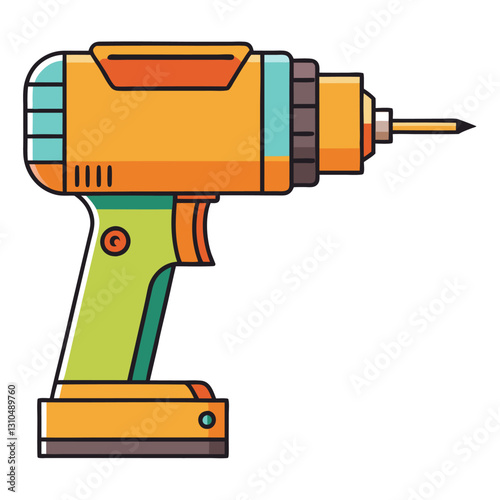 Hammer Drill Minimalist Sketch Construction White Background Vector Illustration, Minimalist hammer drill vector sketch design for construction, industrial and repair themes.