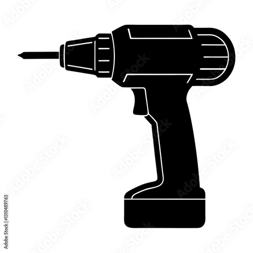Hammer Drill Minimalist Sketch Construction White Background Vector Illustration, Minimalist hammer drill vector sketch design for construction, industrial and repair themes.