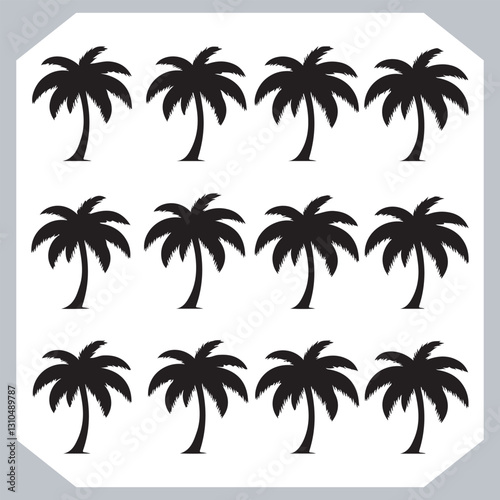 Obraz na płótnie Palm Trees Silhouette Black Simple Coconut Tree Silhouettes for Logos and Designs w salonie