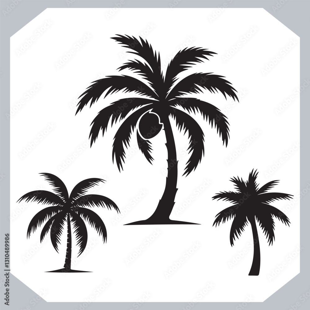 Palm Trees Silhouette Black Simple Coconut Tree Silhouettes for Logos and Designs