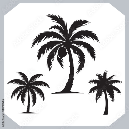 Palm Trees Silhouette Black Simple Coconut Tree Silhouettes for Logos and Designs
