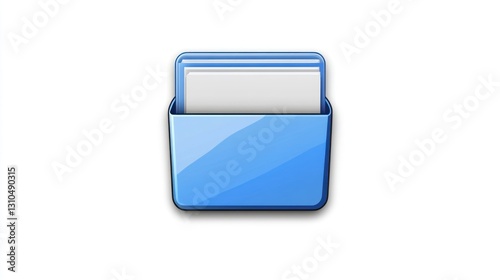 Free Download A blue file folder containing white papers or documents clearly displayed - GFXLoad