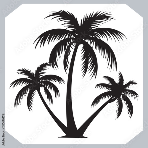 Obraz na płótnie Palm Trees Silhouette Black Simple Coconut Tree Silhouettes for Logos and Designs w salonie