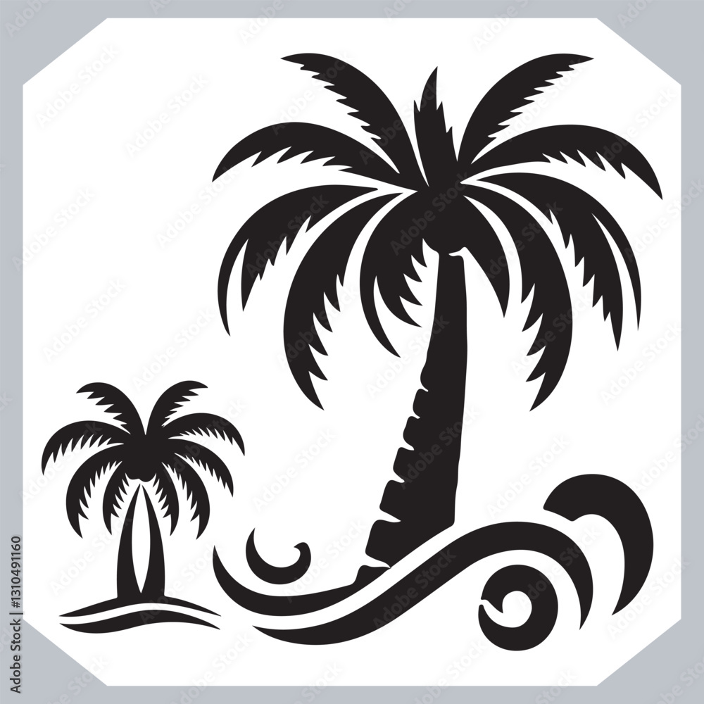 Black Palm Tree Silhouettes Coconut Tree Vector Graphics for Digital and Print Design