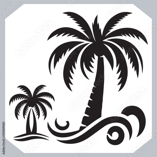 Obraz na płótnie Black Palm Tree Silhouettes Coconut Tree Vector Graphics for Digital and Print Design w salonie