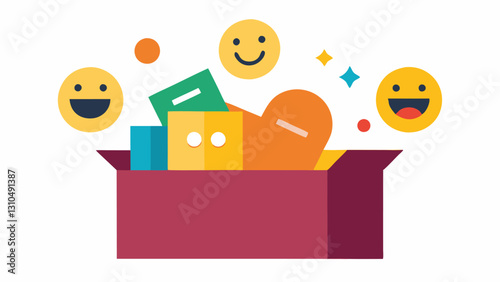 Storage Box A storage box labeled Emotions being filled with objects representing highs and lows smiley faces for good times sad faces for bad times but the box returns to full