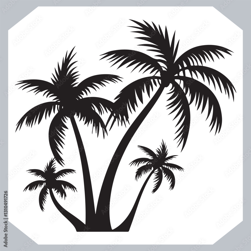 Black Palm Tree Silhouettes Coconut Tree Vector Graphics for Digital and Print Design
