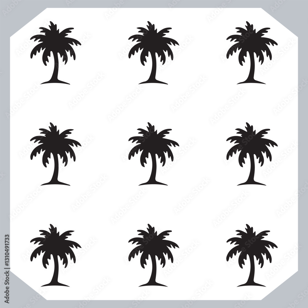 Black Palm Tree Silhouettes Coconut Tree Vector Graphics for Digital and Print Design