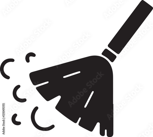 An illustration of a duster covered in dust