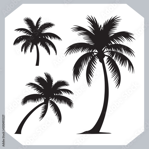 Obraz na płótnie Professional Palm Trees Silhouette and Coconut Tree Vector Logos Black Simple Designs w salonie