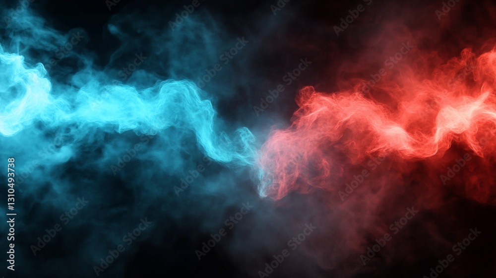 Red and blue smoke swirl abstract art Red and blue smoke swirl abstract art