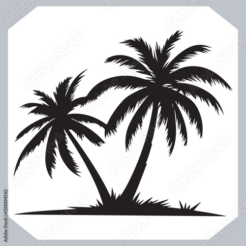 Obraz na płótnie Professional Palm Trees Silhouette and Coconut Tree Vector Logos Black Simple Designs w salonie
