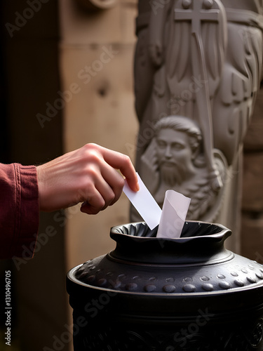 mano de un hombre introduciendo un voto en la urna