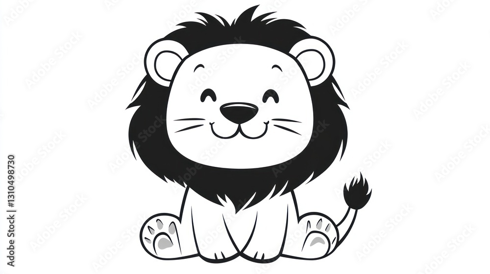 Obraz premium A Smiling Cartoon Lion Sitting Happily With Paws Crossed