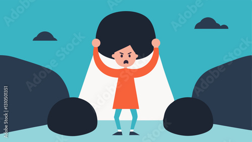 The Rock and Hard Place A character is wedged between two giant boulders labeled Outrage and Public Opinion ing the struggle individuals face under the weight of social