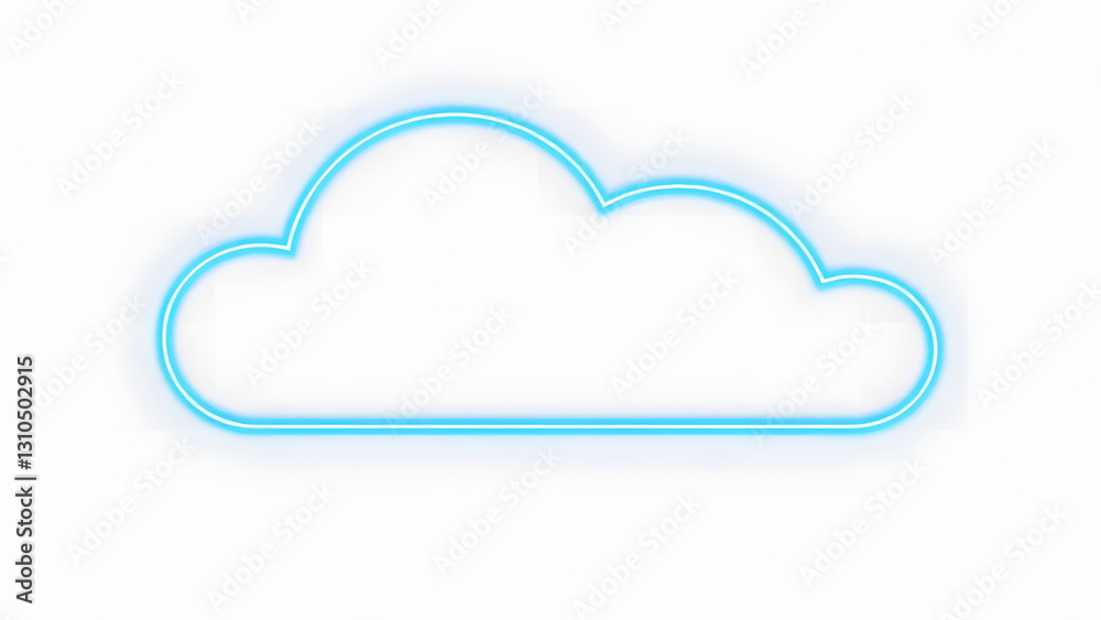 Cloud computing icon with blue cloud symbol representing technology and data network on white background Cloud computing icon with blue cloud symbol representing technology and data network on white background