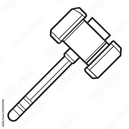 Minimalist Line Sketch of a Sledgehammer - Construction Vector Illustration, Clipart, Line Art, Minimalist sledgehammer line sketch for construction, repair, and industrial design.