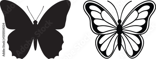 Butterfly silhouette vector illustration art design. Silhouette Butterflies Isolated. insects butterfly outline, tattoo, vector logo icon set on a white background.