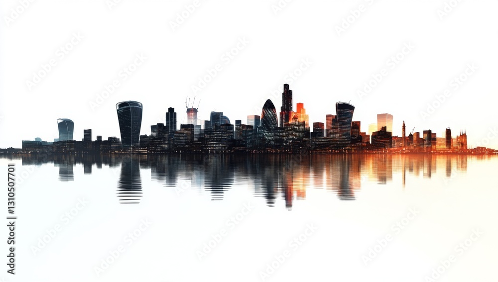 London Skyline Reflection Sunrise Cityscape London Skyline Reflection Sunrise Cityscape