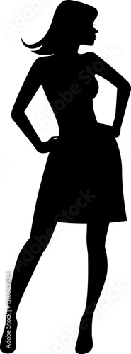 Vector illustration of a silhouette of a young woman in a confident pose