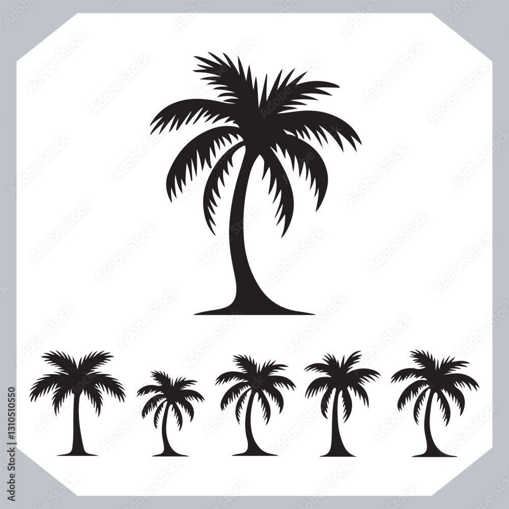 Logotype Black Simple Palm Tree Vector Silhouettes Palm Trees and Coconut Tree Silhouettes