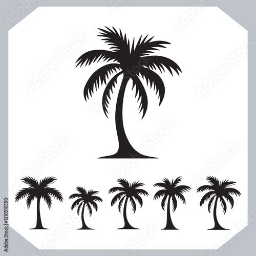 Obraz na płótnie Logotype Black Simple Palm Tree Vector Silhouettes Palm Trees and Coconut Tree Silhouettes w salonie