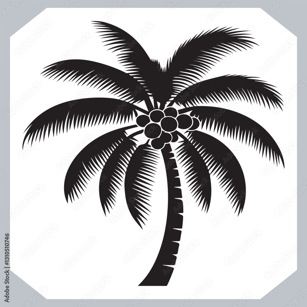 Logotype Black Simple Palm Tree Vector Silhouettes Palm Trees and Coconut Tree Silhouettes