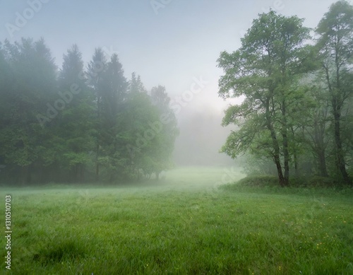 Wallpaper Mural morning mist in the forest Torontodigital.ca