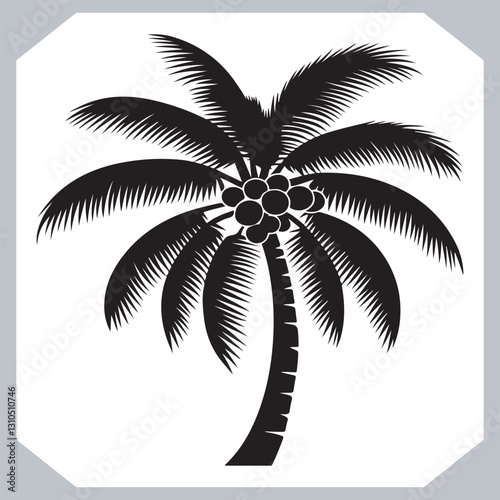 Obraz na płótnie Logotype Black Simple Palm Tree Vector Silhouettes Palm Trees and Coconut Tree Silhouettes w salonie