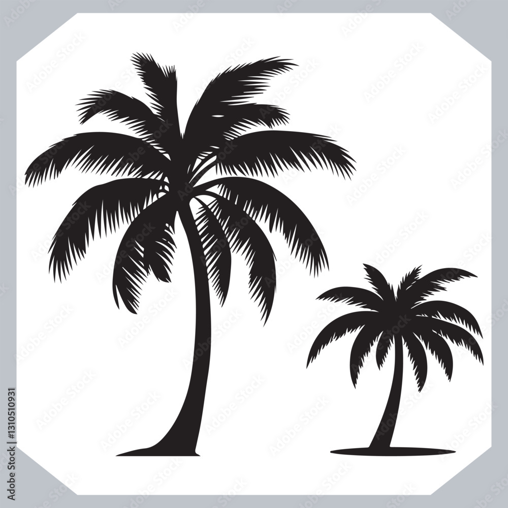Logotype Black Simple Palm Tree Vector Silhouettes Palm Trees and Coconut Tree Silhouettes