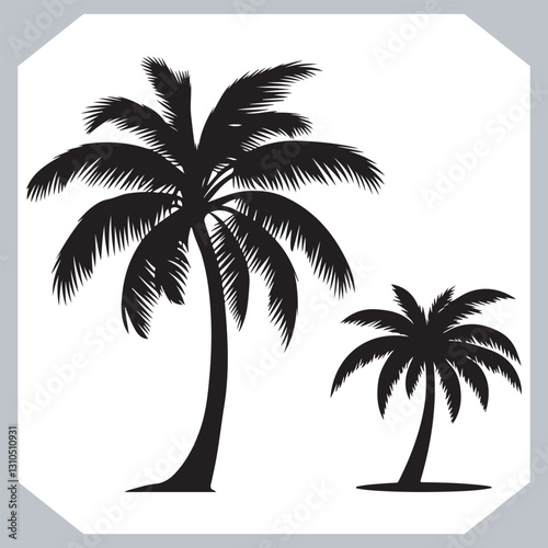 Obraz na płótnie Logotype Black Simple Palm Tree Vector Silhouettes Palm Trees and Coconut Tree Silhouettes w salonie