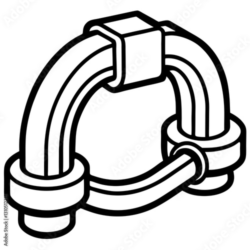 Pipe Clamp Minimalist Sketch Construction Line Art Design Vector Illustration Clipart, Minimalist pipe clamp sketch design, perfect for construction and industrial projects.