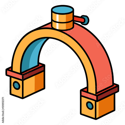 Pipe Clamp Minimalist Sketch Construction Line Art Design Vector Illustration Clipart, Minimalist pipe clamp sketch design, perfect for construction and industrial projects.