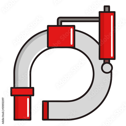 Pipe Clamp Minimalist Sketch Construction Line Art Design Vector Illustration Clipart, Minimalist pipe clamp sketch design, perfect for construction and industrial projects.