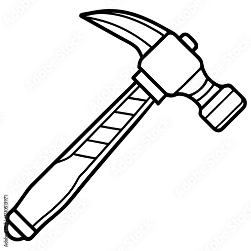 Simple Line Drawing of a Claw Hammer - Construction, Cartoon Clipart, Vector Illustration, Claw hammer vector drawing, ideal for construction, DIY, and repair-themed digital designs.