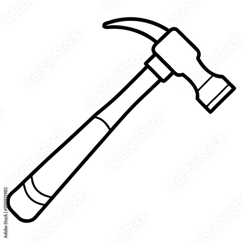 Simple Line Drawing of a Claw Hammer - Construction, Cartoon Clipart, Vector Illustration, Claw hammer vector drawing, ideal for construction, DIY, and repair-themed digital designs.