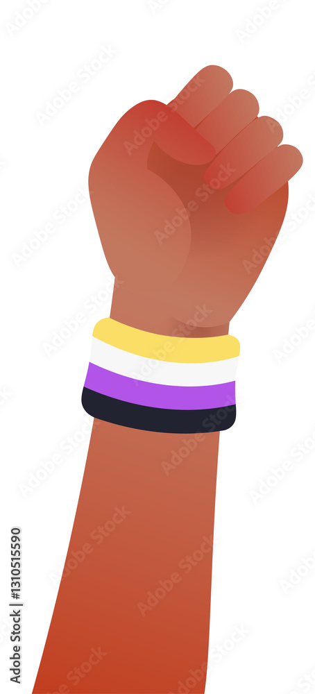 Illustration of fist wearing non binary wristband represent pride month celebration Illustration of fist wearing non binary wristband represent pride month celebration