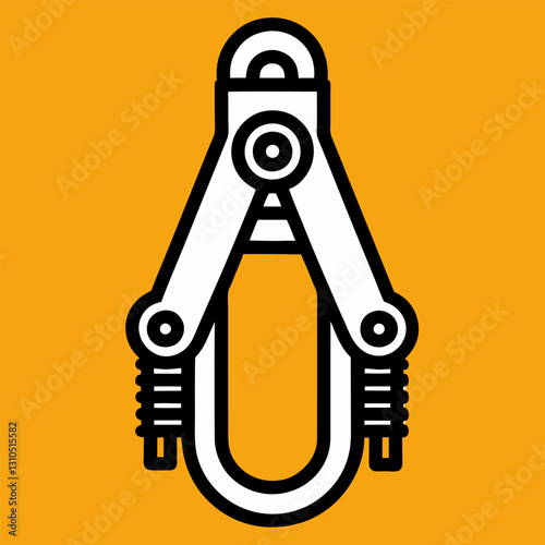 Vector illustration of a microscope, compass, and compass with gear, featuring business tools, metal objects, and a steel design symbolizing precision and equipment