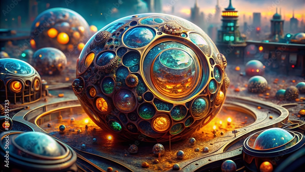 Obraz premium Futuristic Science Cell: Urban Exploration Texture - Abstract Sci-Fi Background