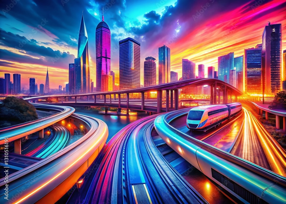 Obraz premium Futuristic Transportation: Surreal Lines & Modern Design - Stock Photo