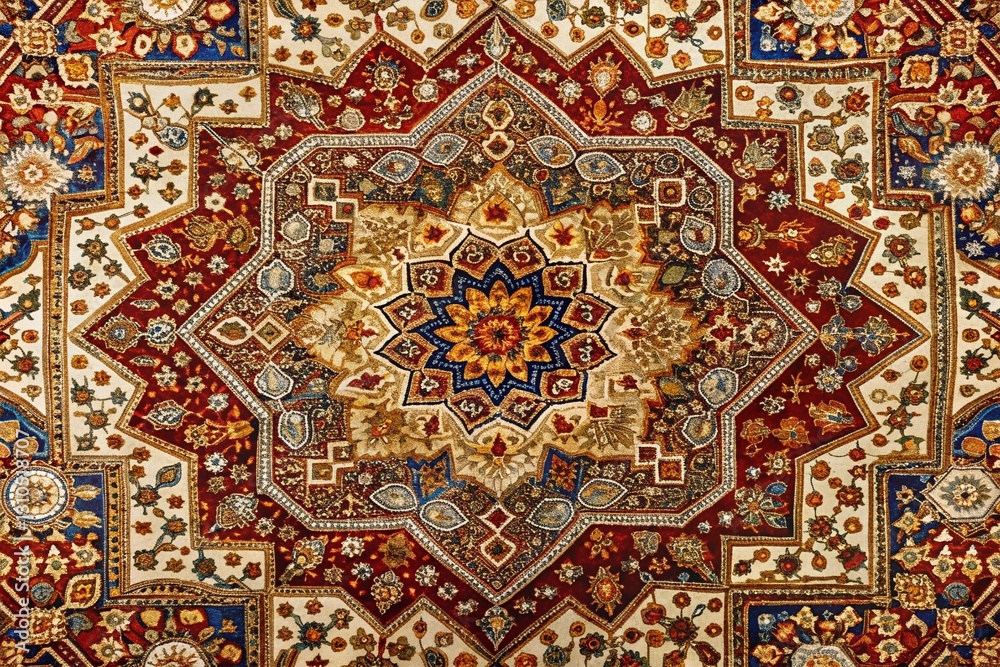 Geometric Interlacing Rug Design: Abstract Lines & High Depth of Field Stock Photo Geometric Interlacing Rug Design: Abstract Lines & High Depth of Field Stock Photo