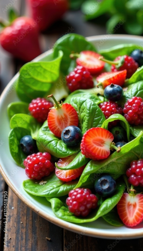 Steamed vegetable and berry salad, berries, salad, green Steamed vegetable and berry salad, berries, salad, green