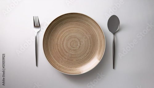 Minimalist Plate on White Background Simplistic Elegance Radiating Serenity in Monochrome Minimalism, Perfect for Digital Art, Home Decor, or Design Inspiration. photo