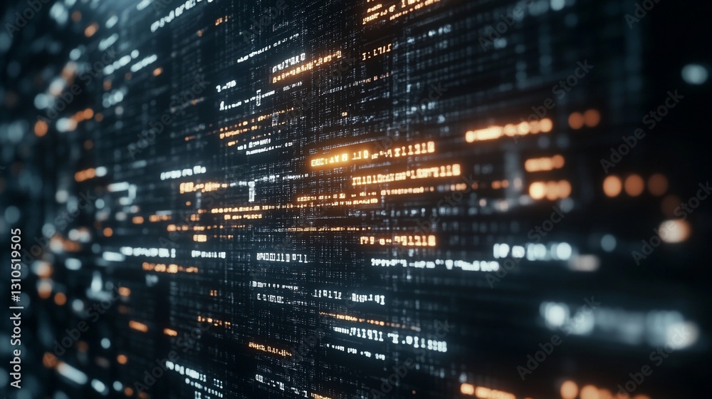 Streaming Digital Code Wall, Abstract Background Streaming Digital Code Wall, Abstract Background