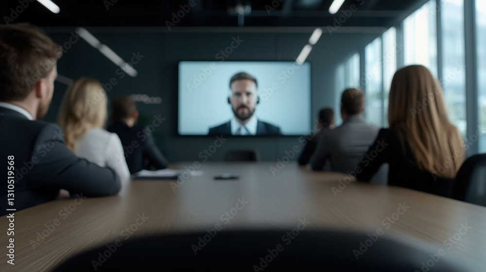 Diverse Business Team Engaged in Video Conference During Professional Meeting Diverse Business Team Engaged in Video Conference During Professional Meeting