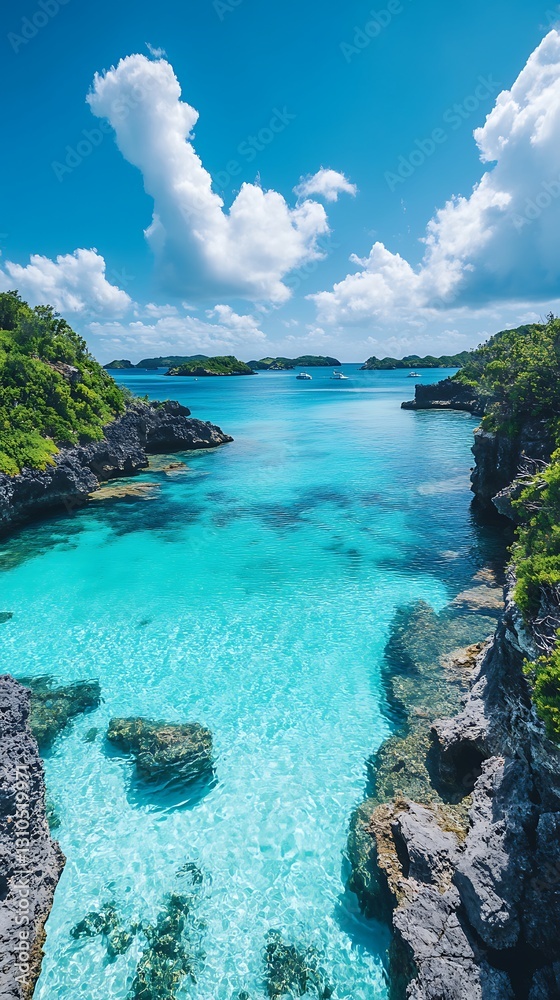 Obraz premium Turquoise Bay Rocks, Ocean, Sky, Cloudscape